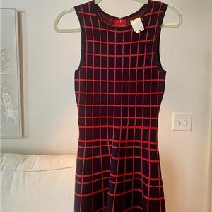 Ali Ro Navy and Red Knit Fit and Flare Dress Size XS